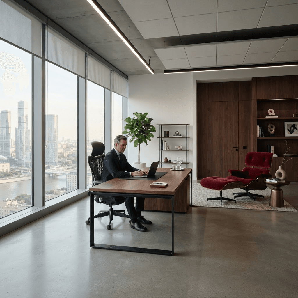 Premium modern office furnished by FURNISO